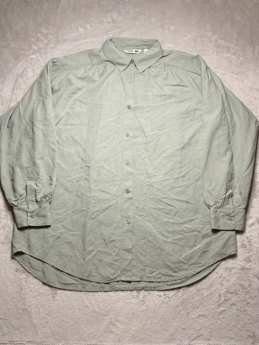UNIQLO x Comptoir‎ des Cotonniers Shirt Womens XL Green Linen Blend Oversized
